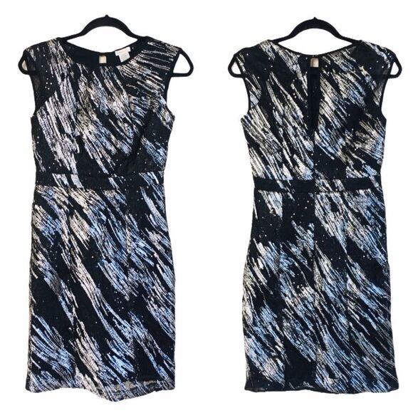Silver Metallic Sequin LBD Cocktail Dress Sz M NWT - Picture 1 of 12